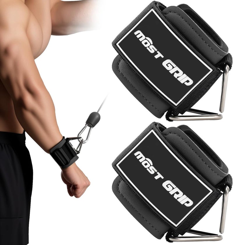 MOST GRIP Wrist Cuffs with D-Ring, Wrist Wraps for Weightlifting with Neoprene Padding, Wrist Straps for Cable Machines - Image 1